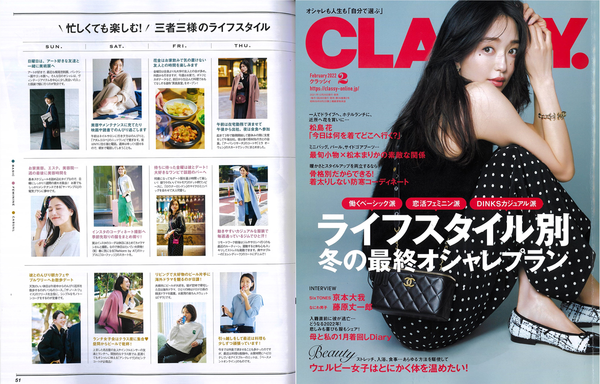 Launer London handbag is introduced in 『CLASSY』 magazine.