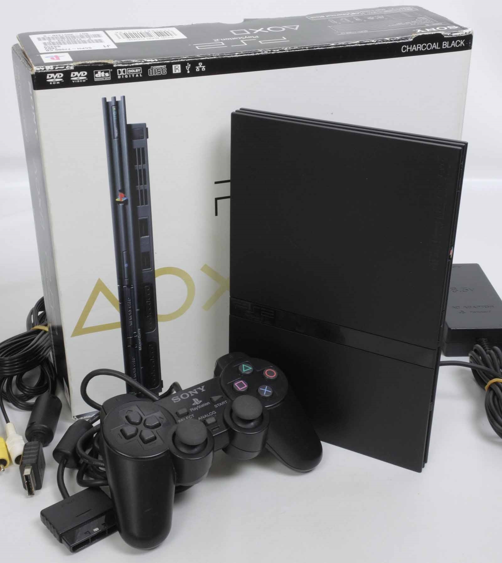 PS2 Slim Console System Charcoal Black SCPH-77000 Playstation 2 ...