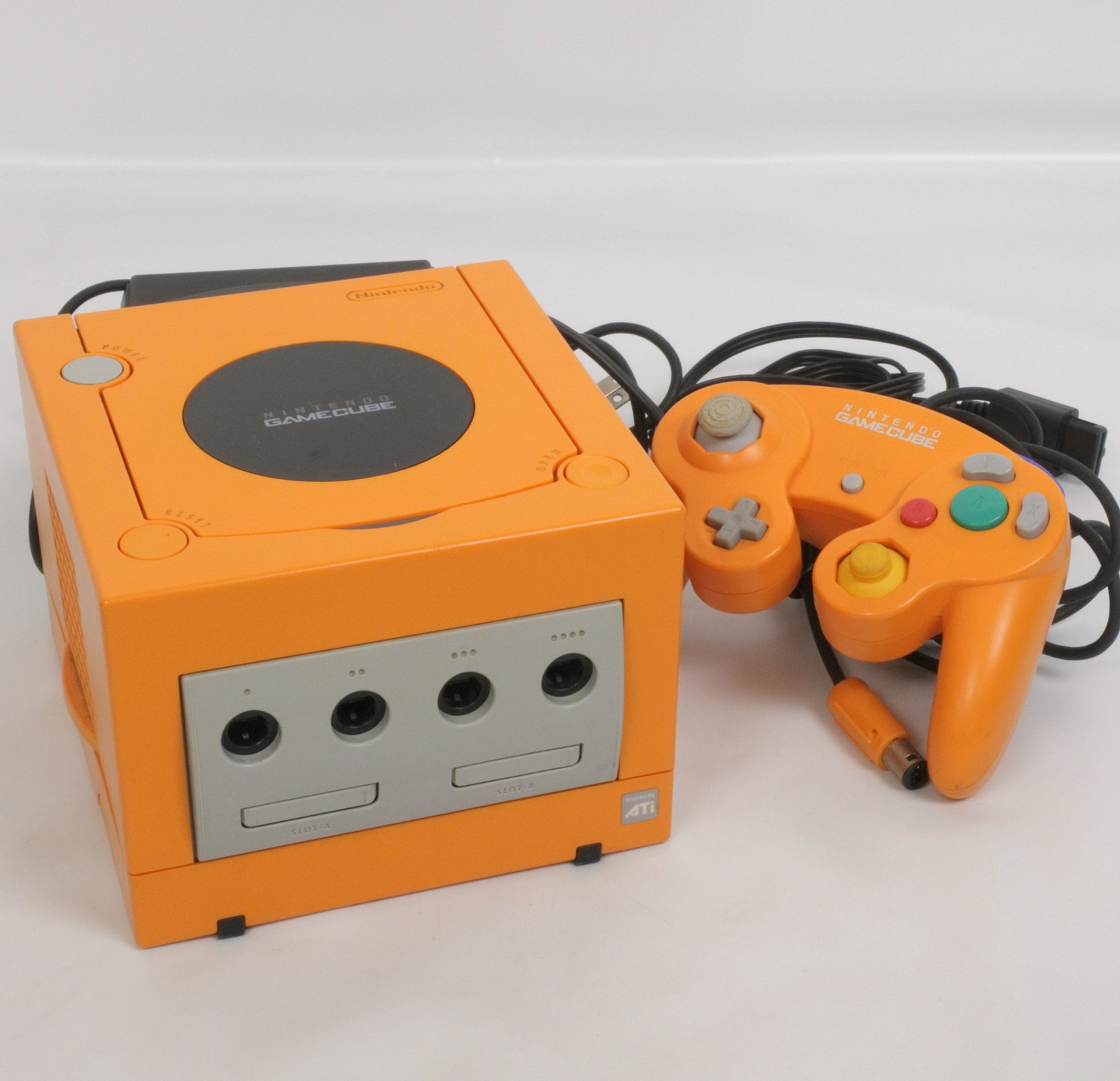 Game Cube ORANGE Console System DOL-001 Ref DN11395321 Nintendo Tested